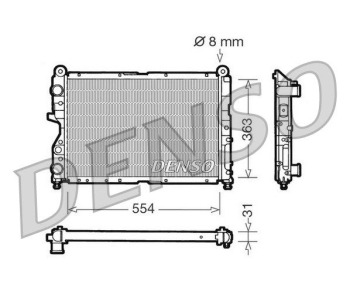 Радиатор, охлаждане на двигателя DENSO DRM10004 за FORD TRANSIT TOURNEO (FD, FB, FS, FZ, FC) от 2000 до 2006