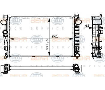 Радиатор, охлаждане на двигателя HELLA 8MK 376 711-194 за MERCEDES SLK (R170) от 1996 до 2004