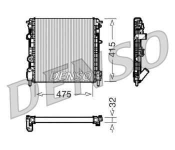 Радиатор, охлаждане на двигателя DENSO DRM23042 за RENAULT KANGOO II (FW0/1_) EXPRESS товарен от 2008