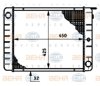 Радиатор, охлаждане на двигателя HELLA 8MK 376 721-441 за MERCEDES SPRINTER T1N (W903) 3T товарен от 1995 до 2006