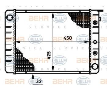 Радиатор, охлаждане на двигателя HELLA 8MK 376 721-444 за MERCEDES SPRINTER T1N (W901, W902) 2T от 1995 до 2006