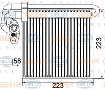 Топлообменник, отопление на вътрешното пространство HELLA 8FH 351 333-214 за VOLKSWAGEN CRAFTER 30-50 (2F_) платформа от 2006 до 2016