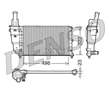 Радиатор, охлаждане на двигателя DENSO DRM17001 за MERCEDES T1/TN платформа от 1981 до 1995