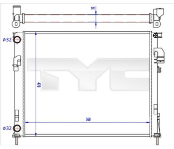 Радиатор, охлаждане на двигателя TYC 725-0043-R за OPEL VIVARO A (E7) платформа от 2001 до 2014