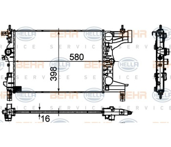 Радиатор, охлаждане на двигателя HELLA 8MK 376 753-701 за NISSAN QASHQAI (J10, JJ10) от 2007 до 2013