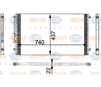 Кондензатор, климатизация HELLA 8FC 351 301-774 за OPEL ZAFIRA B (A05) от 2005 до 2015