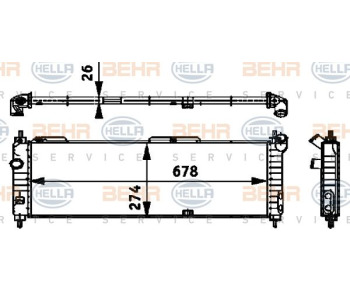 Радиатор, охлаждане на двигателя HELLA 8MK 376 714-364 за OPEL COMBO C товарен от 2001 до 2011