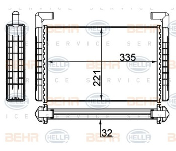 Топлообменник, отопление на вътрешното пространство HELLA 8FH 351 315-474 за PEUGEOT 307 (3A/C) хечбек от 2000 до 2008