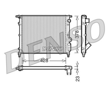 Радиатор, охлаждане на двигателя DENSO DRM23033 за RENAULT THALIA/SYMBOL I (LB0/1/2_) от 1998 до 2008