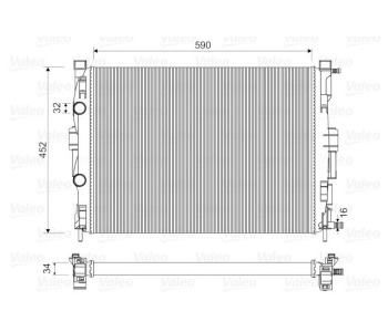Радиатор, охлаждане на двигателя VALEO 732946 за RENAULT MEGANE II (BM0/1_, CM0/1_) хечбек от 2001 до 2012