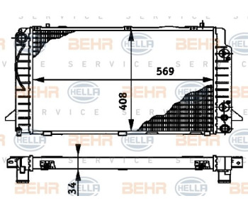 Радиатор, охлаждане на двигателя HELLA 8MK 376 716-234 за SKODA FABIA I (6Y3) седан от 1999 до 2007