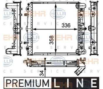 Радиатор, охлаждане на двигателя HELLA 8MK 376 714-741 за VOLKSWAGEN PASSAT B3/B4 (3A5, 35I) комби от 1988 до 1997