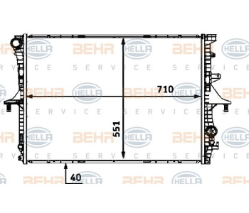 Радиатор, охлаждане на двигателя HELLA 8MK 376 719-701 за VOLKSWAGEN LT II 28-46 (2DA, 2DD, 2DH) товарен от 1996 до 2006