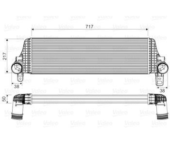 Интеркулер (охладител за въздуха на турбината) VALEO 818659 за VOLKSWAGEN TRANSPORTER V (7HA, 7HH, 7EA, 7EH) товарен от 2003 до 2015