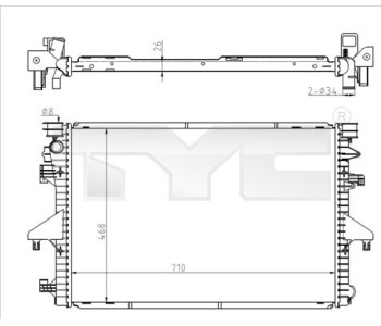 Радиатор, охлаждане на двигателя TYC 737-0069 за VOLKSWAGEN TRANSPORTER V (7HB, 7HJ, 7EB, 7EJ, 7EF, 7EG, 7HF, 7E) пътнически от 2003 до 2015