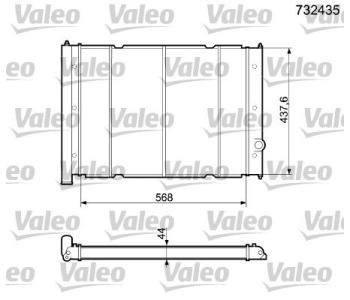 Радиатор, охлаждане на двигателя VALEO 732435 за VOLKSWAGEN TRANSPORTER III товарен от 1979 до 1992