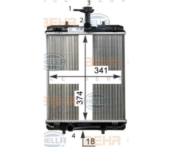 Интеркулер (охладител за въздуха на турбината) HELLA 8ML 376 756-141 за VOLKSWAGEN TRANSPORTER IV (70XB, 70XC, 7DB, 7DW, 7DK) пътнически от 1990 до 2003