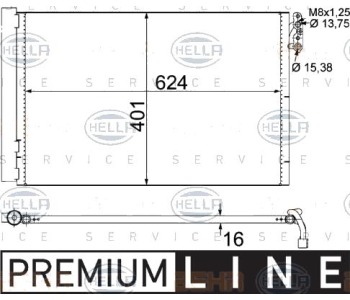 Кондензатор, климатизация HELLA 8FC 351 302-611 за BMW 1 Ser (E82) купе от 2007 до 2013