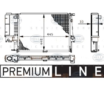 Радиатор, охлаждане на двигателя HELLA 8MK 376 711-081 за BMW 3 Ser (E30) комби от 1987 до 1994