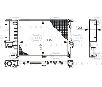 Радиатор, охлаждане на двигателя HELLA 8MK 376 711-084 за BMW 3 Ser (E30) комби от 1987 до 1994