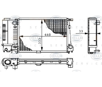 Радиатор, охлаждане на двигателя HELLA 8MK 376 711-591 за BMW 3 Ser (E36) седан 1990 до 1998