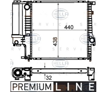 Радиатор, охлаждане на двигателя HELLA 8MK 376 713-121 за BMW 3 Ser (E30) комби от 1987 до 1994