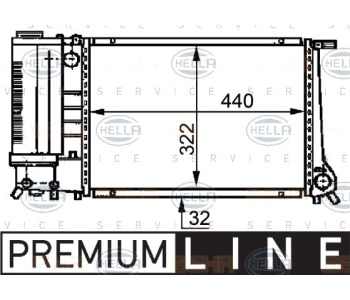 Радиатор, охлаждане на двигателя HELLA 8MK 376 717-461 за BMW 3 Ser (E30) комби от 1987 до 1994