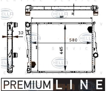 Радиатор, охлаждане на двигателя HELLA 8MK 376 716-241 за BMW 3 Ser (E46) комби от 2001 до 2005