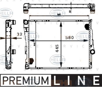 Радиатор, охлаждане на двигателя HELLA 8MK 376 716-251 за BMW 3 Ser (E46) комби от 2001 до 2005
