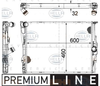 Радиатор, охлаждане на двигателя HELLA 8MK 376 754-061 за BMW 3 Ser (E93) кабриолет от 2006 до 2013