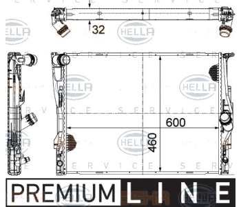 Радиатор, охлаждане на двигателя HELLA 8MK 376 782-071 за BMW 3 Ser (E93) кабриолет от 2006 до 2013