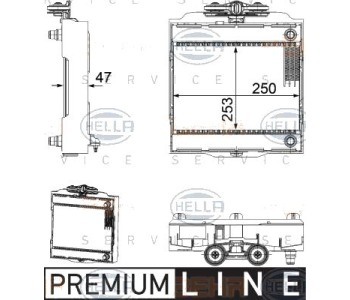 Радиатор, охлаждане на двигателя HELLA 8MK 376 746-521 за BMW 7 Ser (F01, F02, F03, F04) от 2008 до 2015