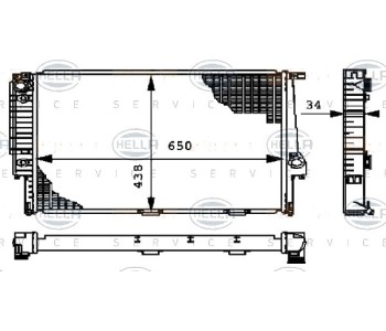 Воден радиатор HELLA за BMW 5 Ser (E34) комби от 1991 до 1997
