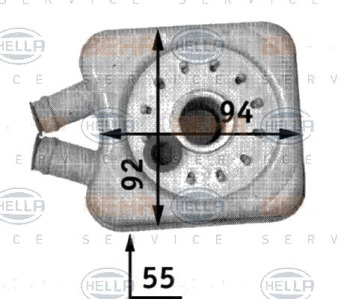 Маслен радиатор, двигателно масло HELLA 8MO 376 726-221 за VOLKSWAGEN CRAFTER 30-35 (2E_) пътнически от 2006 до 2016