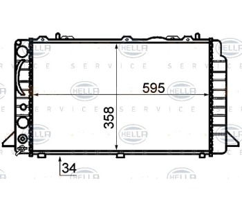 Радиатор, охлаждане на двигателя HELLA 8MK 376 714-521 за AUDI 80 (89, 89Q, 8A, B3) от 1986 до 1991