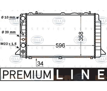 Радиатор, охлаждане на двигателя HELLA 8MK 376 714-461 за AUDI 80 купе (89, 8B) от 1988 до 1996