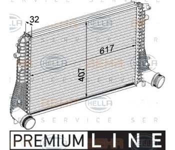 Интеркулер (охладител за въздуха на турбината) HELLA 8ML 376 746-721 за VOLKSWAGEN CADDY III (2KB, 2KJ, 2CB, 2CJ) пътнически от 2004 до 2015