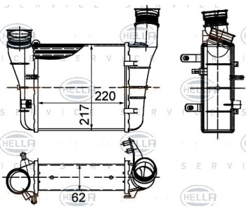 Интеркулер (охладител за въздуха на турбината) HELLA 8ML 376 899-121 за AUDI A4 (8EC, B7) от 2004 до 2008