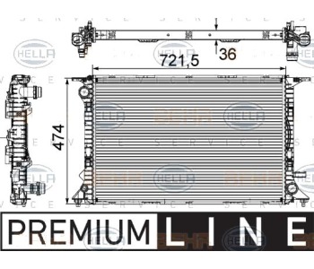 Радиатор, охлаждане на двигателя HELLA 8MK 376 745-641 за AUDI A7 Sportback (4GA, 4GF) от 2010 до 2018
