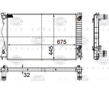 Радиатор, охлаждане на двигателя HELLA 8MK 376 732-501 за AUDI A6 (4F2, C6) от 2004 до 2011